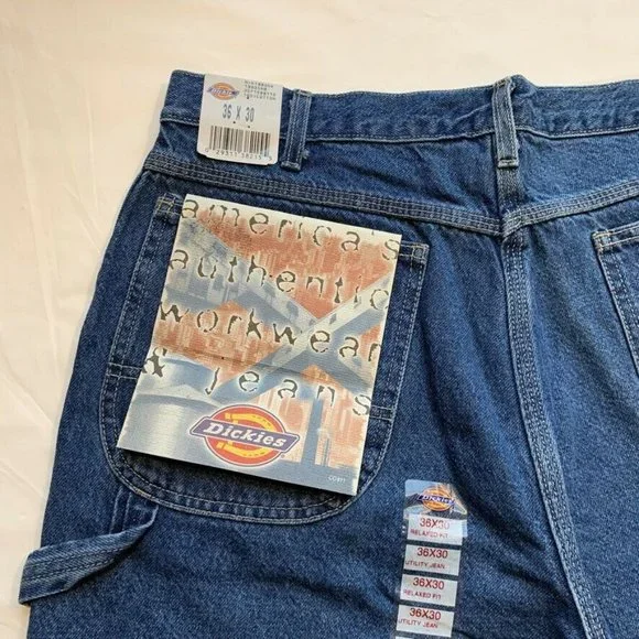NWT Vintage Dickies Carpenter‎ Jeans Mens 36x30 Relaxed Fit Medium Wash Utility - Picture 6 of 11